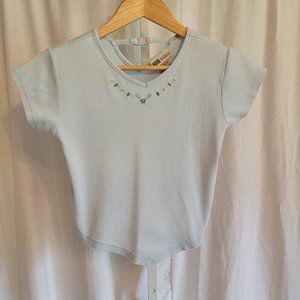 Faded Glory Light Blue Embroidered Top Girl's Size 10/12